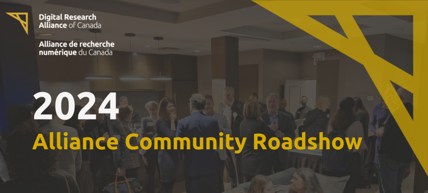Copy reads: 2024 Alliance Community Roadshow over a dark backdrop of the Toronto roadshow reception